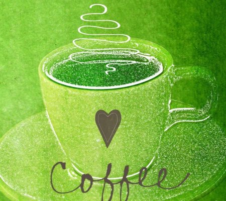 Чашечка кофе в зеленом цвете