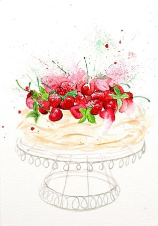 Торт рисунок акварелью