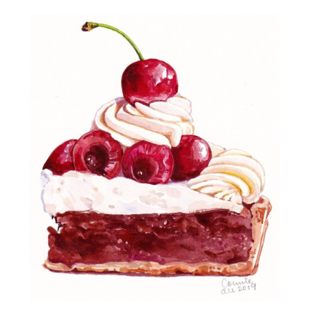 Скетч пирожное акварель