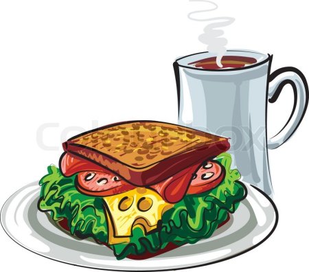 Сэндвич и кофе иллюстрация