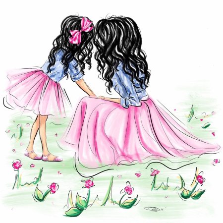 Мама и дочка картинки мультяшные