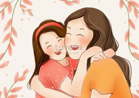 Мама обнимает ребенка мультяшное