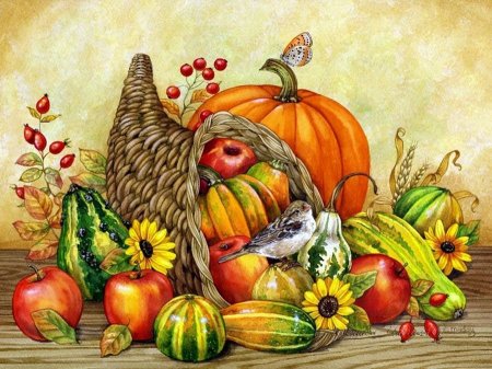 Осенний натюрморт из овощей и фруктов