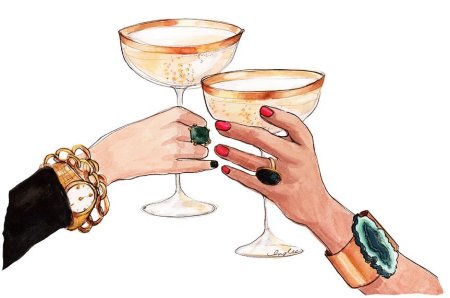 Бокал в руке нарисованный