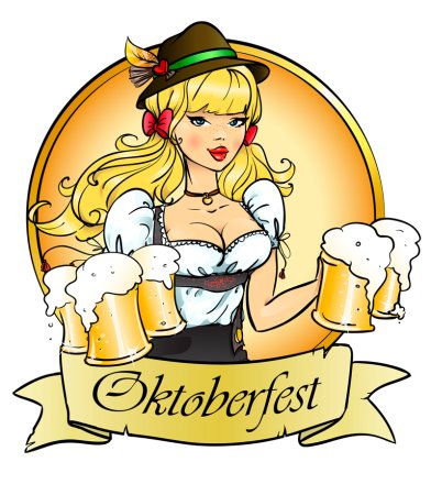 Девушка с пивом вектор