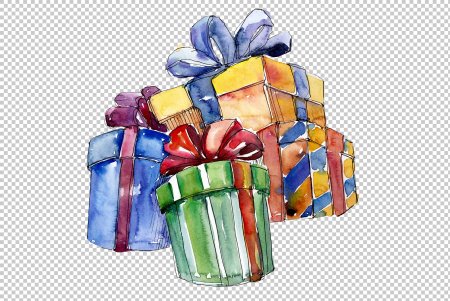 Новогодние подарки акварель