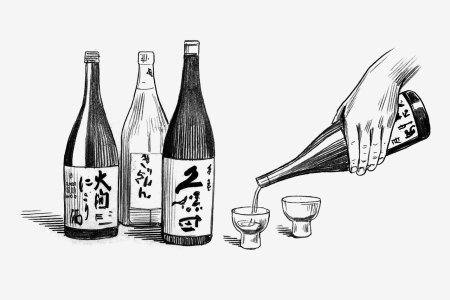 Бутылка саке арт