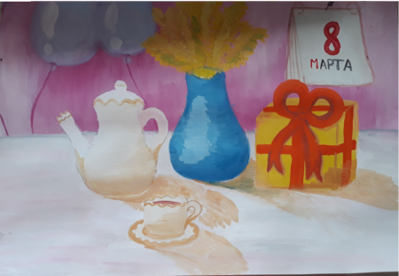 Праздничный натюрморт день рождение рисование для детей