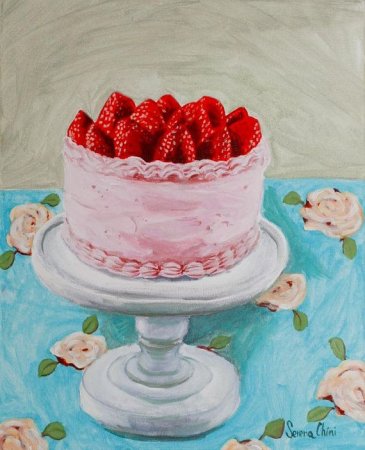 Тарт с клубникой нарисованный