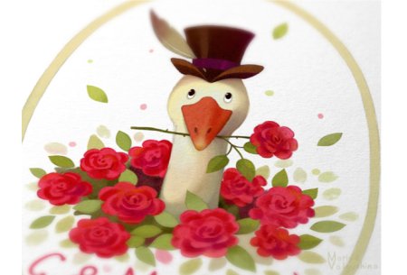 Открытка на 8 марта Гусь