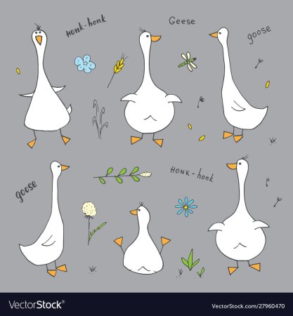 Гусь милые иллюстрации
