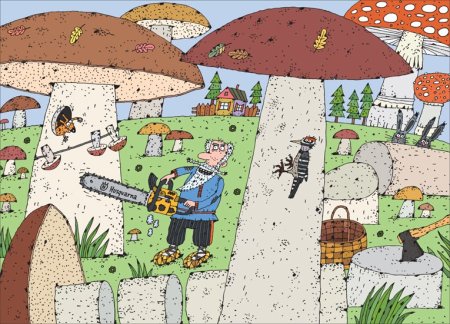 Грибник карикатура