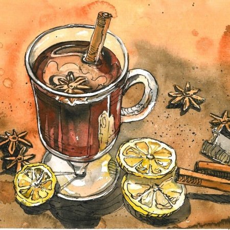 Скетч глинтвейн маркерами