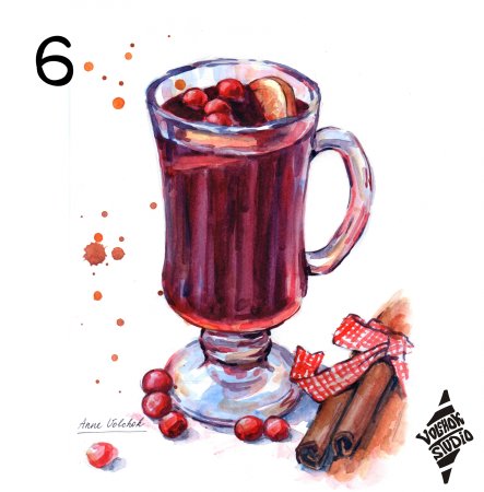 Нарисованная чашки глинтвейна