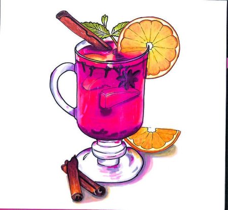 Глинтвейн акварель