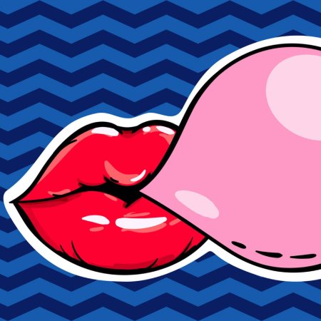 Губы с жвачкой