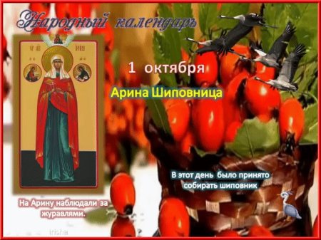1 Октября - Арина Шиповница, народные праздники