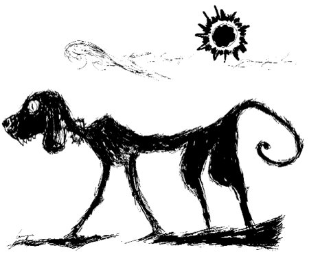 Арт собака дворняга черно белая