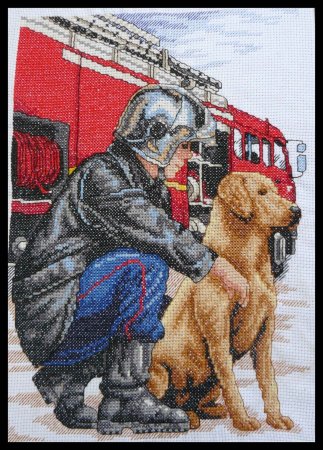 Пожарный вышивка крестом