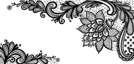 Черное кружево на белом фоне