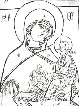 Смоленская икона Богоматери прорись