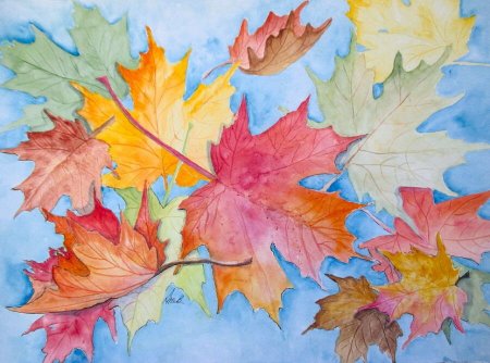 Рисование осенние листочки