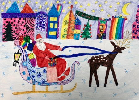 Празднование нового года рисунок