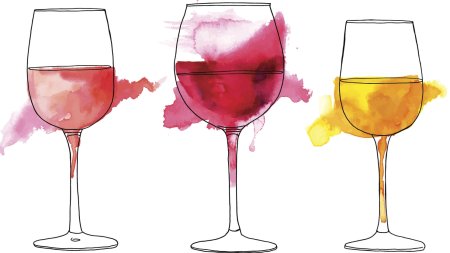 Бокал вина акварелью на прозрачном фоне