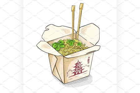 Лапша Wok в коробке иллюстрация