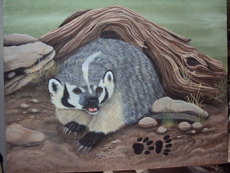 Японская живопись.барсук