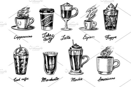 Стакан кофе в стиле скетч