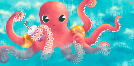 Морские обитатели для детей осьминог