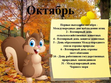 Экологические праздники в октябре