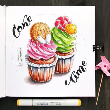 Капкейк маркерами