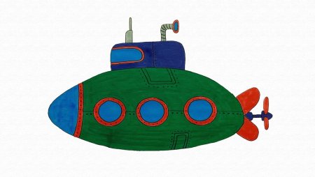 Аппликация подводная лодка для самых маленьких