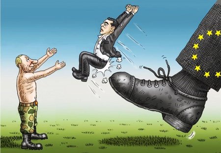 Пинок под зад карикатура