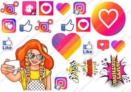 Соцсети для печати на сахарной бумаге