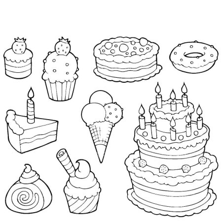 Торт раскраска для малышей