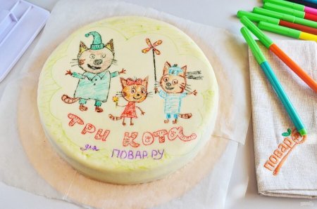 Торт три кота из крема