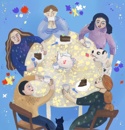 Семейное чаепитие рисунок