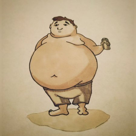 Бегемот с большим животом