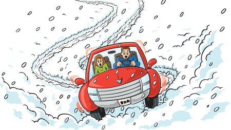 Автомобиль зимой на дороге рисунки