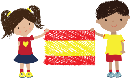 Дети с испанским флагом