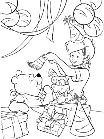 Раскраски Винни пух Дисней Кристофер Робин