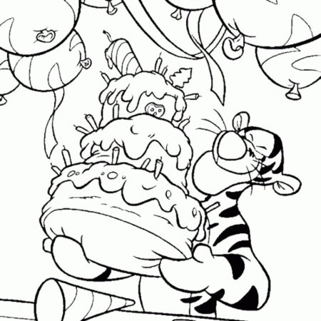 Винни пух с днем рождения раскраска