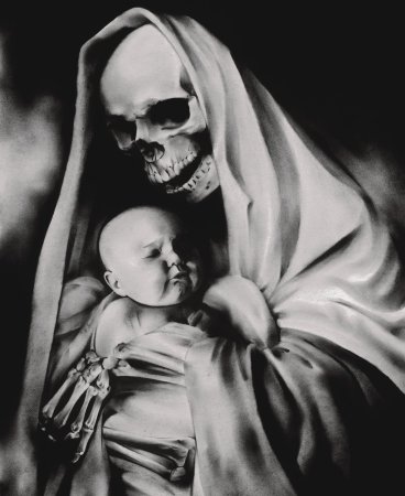 Тату смерть с ребенком на руках