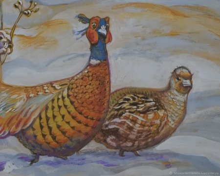 Фазан пастелью