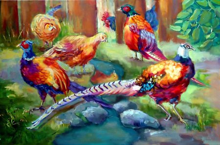 Фазан гуашью