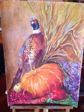 Фазан акварелью чучела