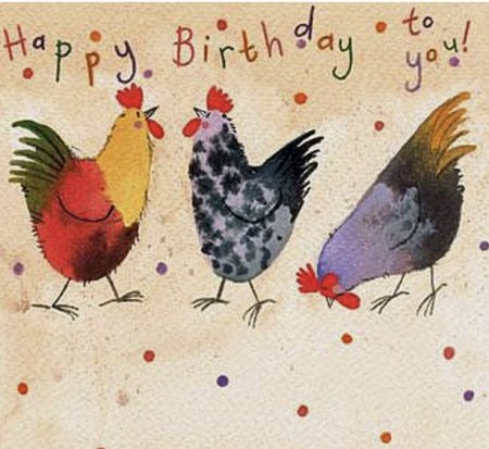 Открытка с курицей с днем рождения